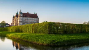 Hinter Burggraben und Kreuzgang blicken Sie auf das Renaissanceschloss Güstrow und seinen malerischen Garten.