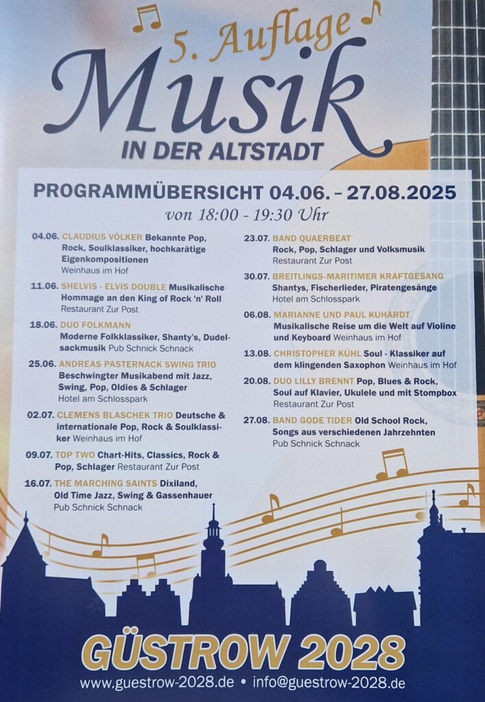 Plakat mit den Terminen zum Musik in der Altstadt 2025
